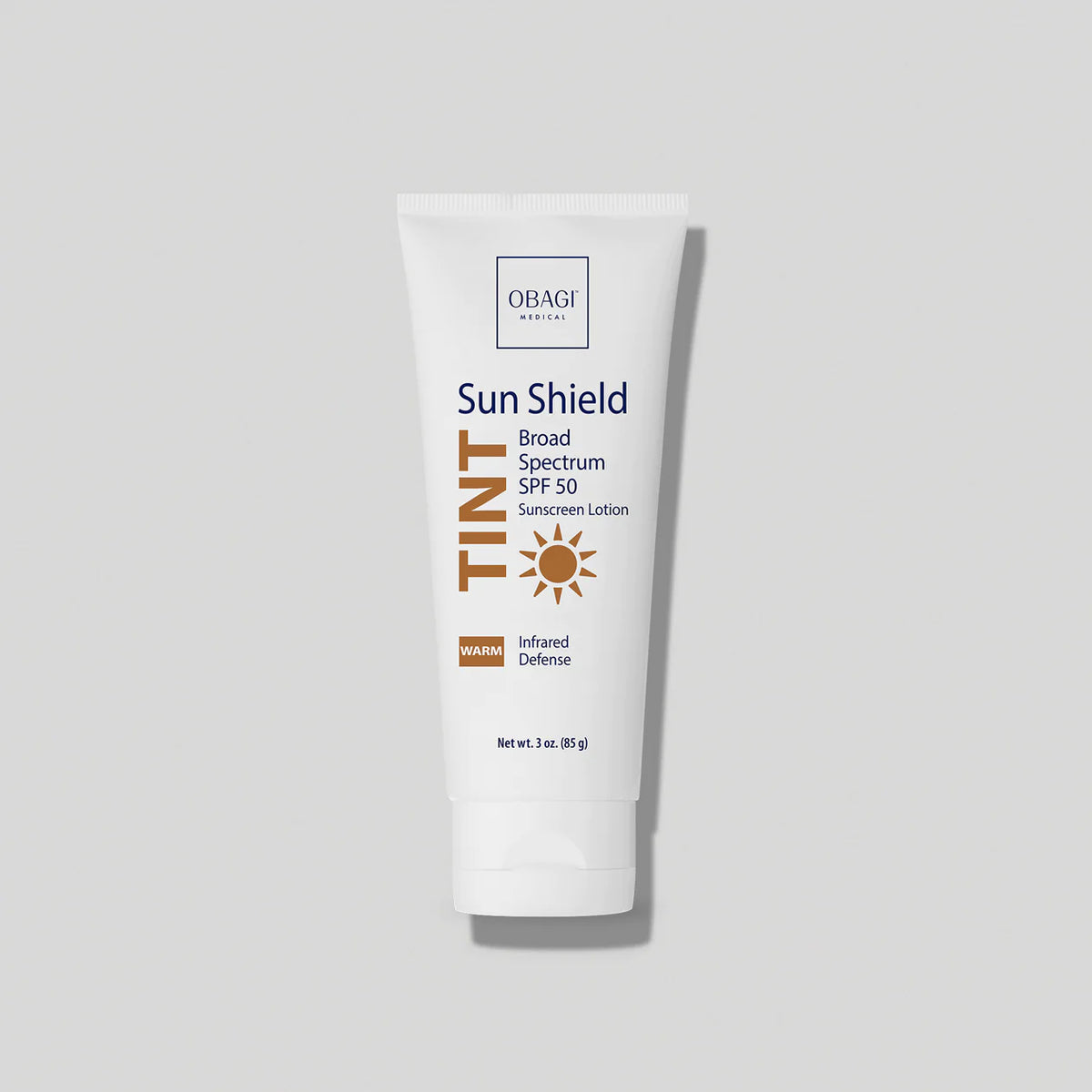 Obagi Sun Shield Tint Broad Spectrum SPF 50 Warm 85g tube, tinted mineral sunscreen for warm undertones