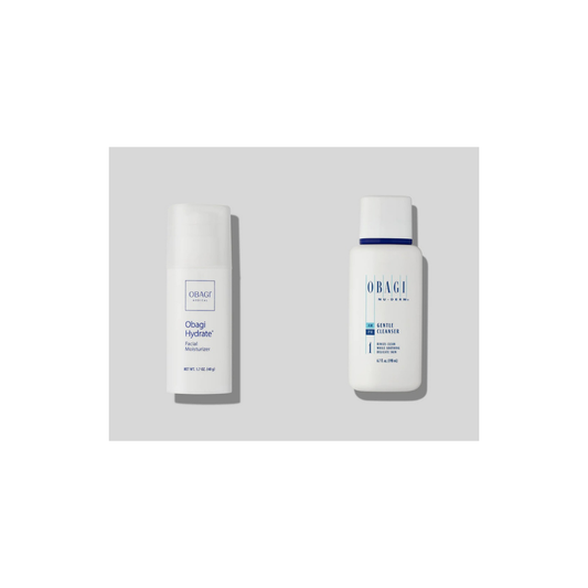 Obagi Hydrate Facial Moisturiser and Nu-Derm Gentle Cleanser bundle, cleanse and hydrate duo for normal to dry skin