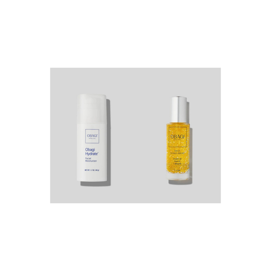 Obagi Hydrate Facial Moisturiser and Daily Hydro-Drops bundle, layered hydration duo with hyaluronic acid