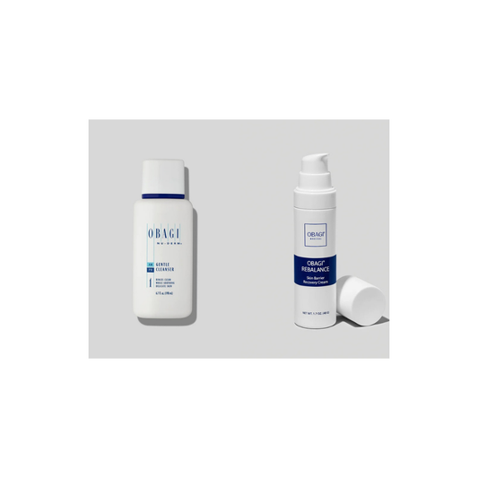 Obagi Nu-Derm Gentle Cleanser and Rebalance Barrier Recovery Cream bundle, gentle routine for sensitive skin