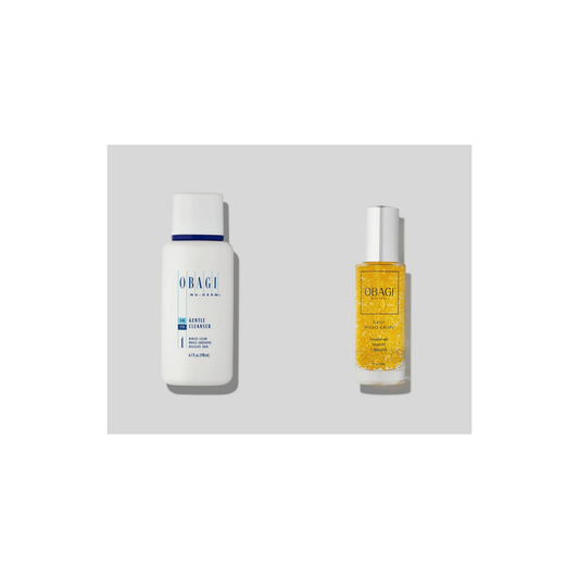 Obagi Nu-Derm Gentle Cleanser and Daily Hydro-Drops bundle, cleanse and hydrating serum routine