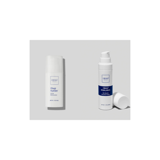 Obagi Hydrate Facial Moisturiser and Rebalance Barrier Recovery Cream bundle, hydration and barrier repair duo