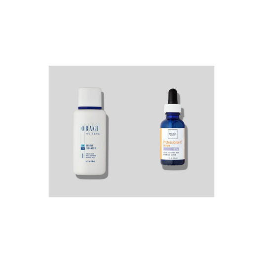 Obagi Nu-Derm Gentle Cleanser and Professional-C 15% Serum bundle, cleanse and brighten vitamin C routine