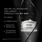 Medik8 Advanced Pro-Collagen+ Peptide Cream jar on a black background, with the claim that it helps increase collagen production by 45% and bullet points for firmer skin, reduced wrinkles and increased elasticity.