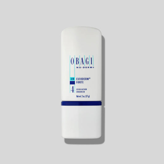 Obagi Nu-Derm Exfoderm Forte 57g bottle, glycolic and lactic acid exfoliating lotion for normal to oily skin