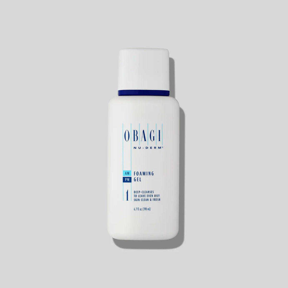 Obagi Nu-Derm Foaming Gel 200ml bottle, gel cleanser for normal to oily skin with oat amino acids and aloe