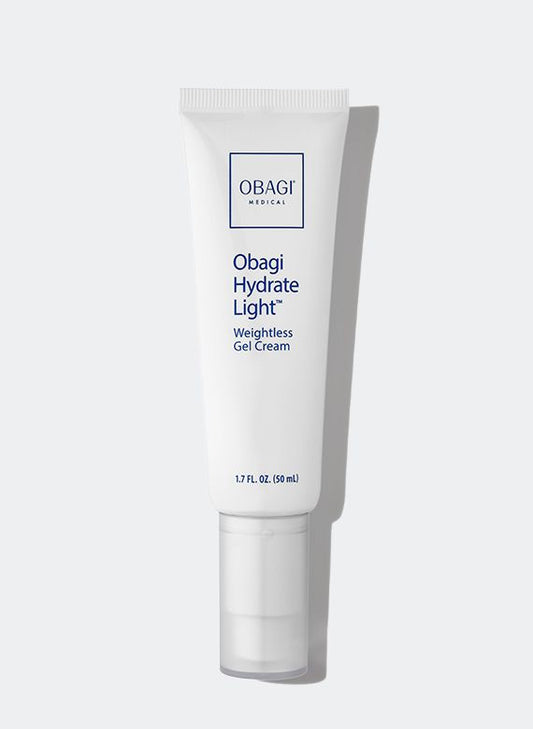 Obagi Hydrate Light Weightless Gel Cream 50ml jar, oil-free hyaluronic acid gel moisturiser for oily skin