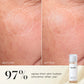 Before and after close-up of skin texture after using Medik8 Press & Glow, with 97% agreeing their skin looked smoother after use, shown beside the Press & Glow bottle.