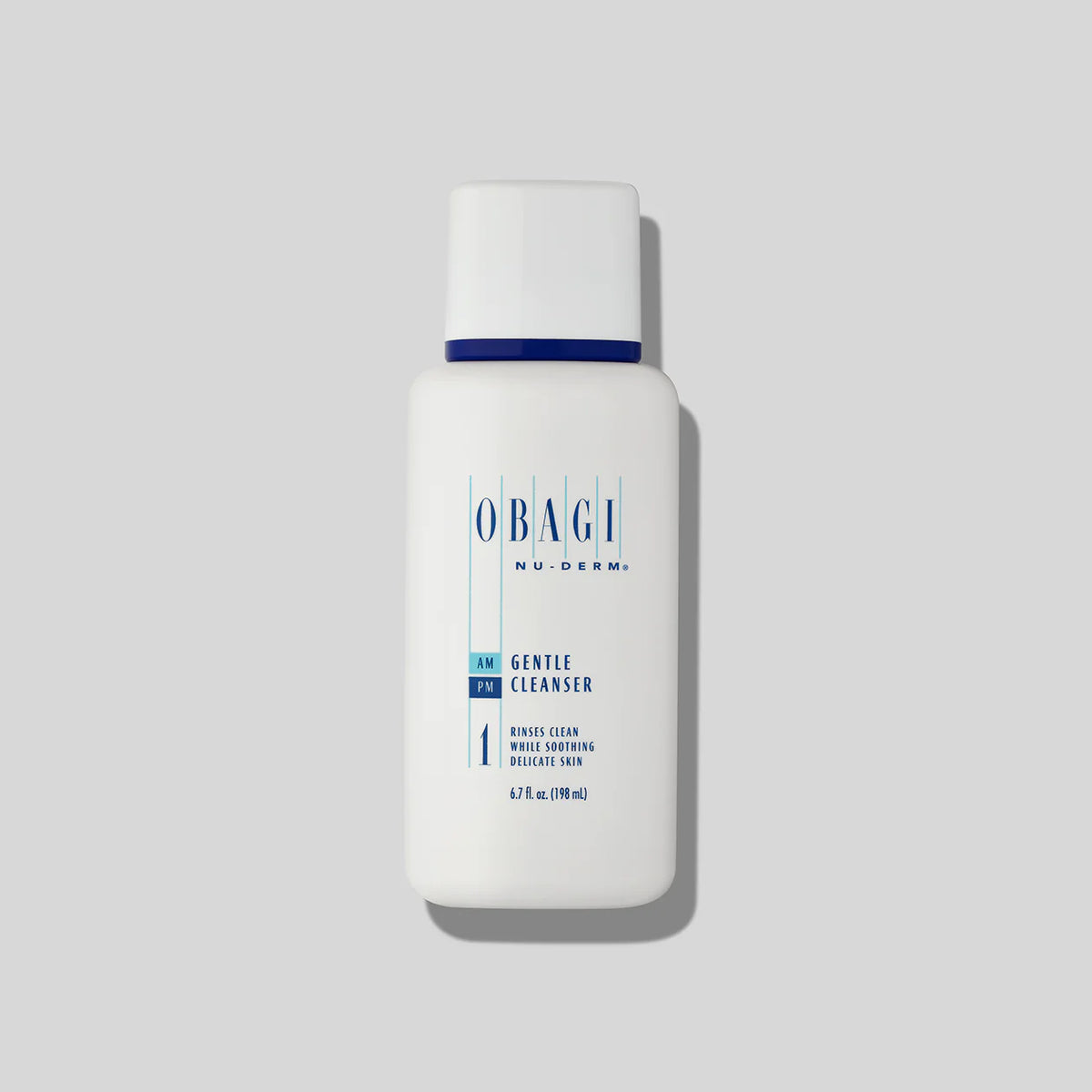 Obagi Nu-Derm Gentle Cleanser 200ml bottle, mild foaming facial cleanser for normal to dry and sensitive skin