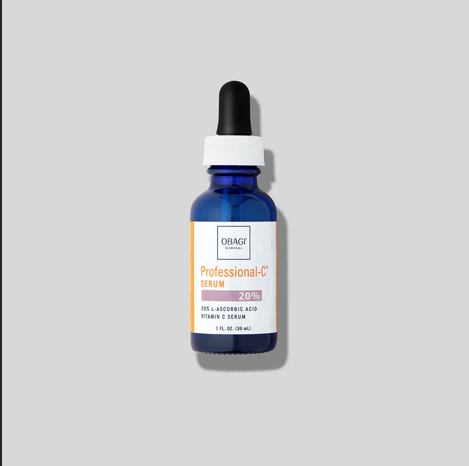 Obagi Professional-C 20% Serum 30ml amber dropper bottle, highest-strength L-ascorbic acid vitamin C serum for brightening and fine lines