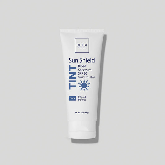 Obagi Sun Shield Tint Broad Spectrum SPF 50 Cool 85g tube, tinted mineral sunscreen for cool undertones