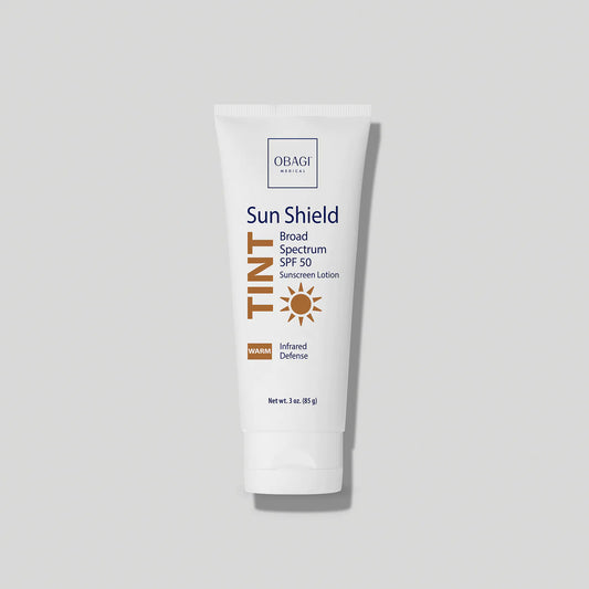 Obagi Sun Shield Tint Broad Spectrum SPF 50 Warm 85g tube, tinted mineral sunscreen for warm undertones